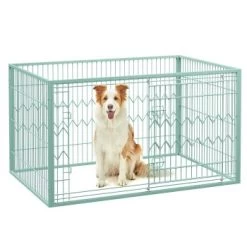 FEANDREA Welpenauslauf 4-teilig Schwarz Mintgrün