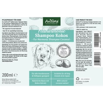 Aniforte Shampoo Kokos Fellharmonie 200ml – Bild 2