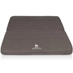 Knuffelwuff Faltbare Reisematte Orthopädisch Roanoke Aus Laser Gestepptem Kunstleder Braun/ Grau M-L