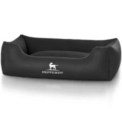 Knuffelwuff Kunstleder Hundebett Sidney Schwarz M-L