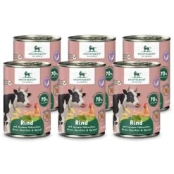 Knuffelwuff Nassfutter Rind Mit Feinem Hühnchen, Hirse, Zucchini & Spinat 6 X 400g