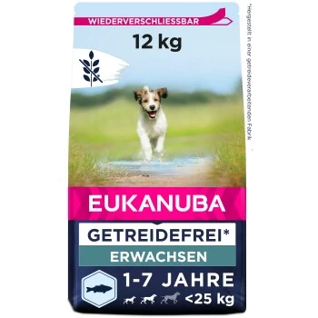 EUKANUBA Getreidefrei Mit Fisch Für Kleine Und Mittelgroße Rassen 2x12 Kg