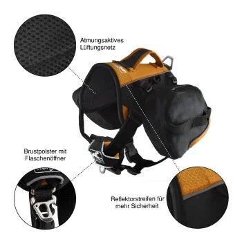 Kurgo Baxter Hunderucksack Schwarz/ Orange M – Bild 2
